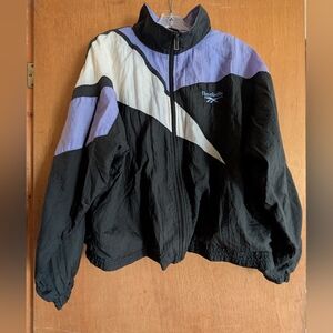 Reebok Black, Lavender & White Colorblock Track Jacket